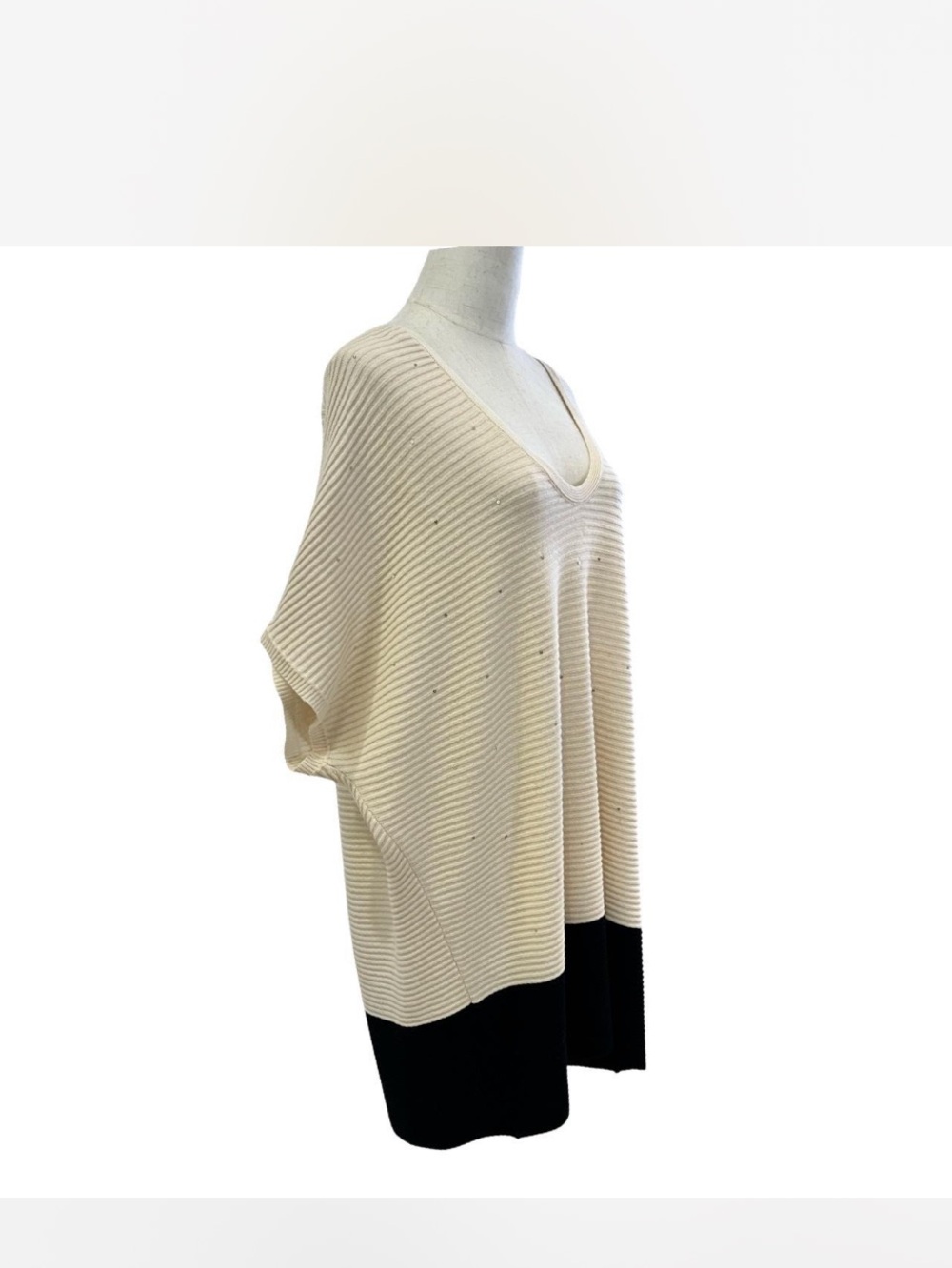Vintage Authentic ESCADA Colorblock Ribbed Knit Tunic Sweater